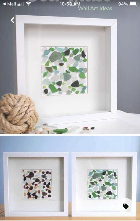 Sea Glass Ideas, Household Crafts, Seaglass Beach, Sea Glass Diy, Sea Glass Art Diy, Sea Glass Mosaic, Sea Glass Art Projects, Glass Art Techniques, Collection Displays