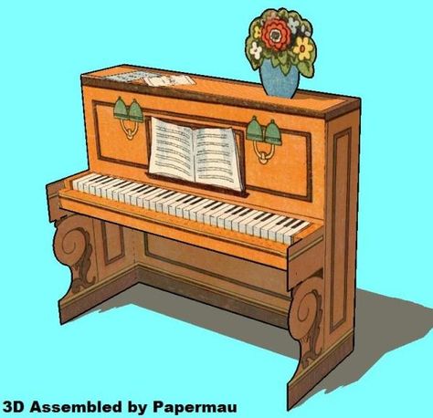 PAPERMAU: Mon Piano - A French Vintage Paper Model - by Agence Eureka Minecraft Piano, Miniature Piano, Dolly House, Red Brick House, Paper Model, Medieval Castle, Red Bricks, Paper Models, Paper Toys