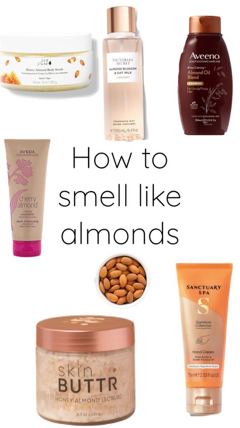 #smell #almonds Almond Scent Aesthetic, How To Smell Like Almond, Hygiene List, Almond Perfume, Vanilla Products, Almond Scent, Frankenstein Costume, Basic Skin Care Routine, Bath And Body Works Perfume