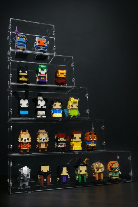 LEGO BrickHeadz Display Cases Lego Brickheadz Display Ideas, Brickheadz Display Ideas, Brickheadz Display, Lego Display Case, Lego Brickheadz, Lego Head, Head Display, Lego Wall, Lego Display