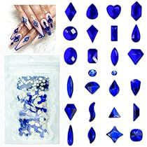 Charms For Nails, Nails Inspiration Spring, Makeup Crafts, Stone Nail Art, Royal Blue Nails, Crystals Gems, Nail Rhinestones, Nail Jewels, Blue Nail