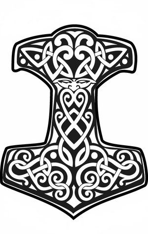 The Mjolnir ("The Thor's Hammer") is the legendary weapon of the Norse thunder god,.Its stylized form is an ancient symbol of strenght, often worn as a tattoo or amulet of protection. Thor Hammer Tattoo, Hammer Drawing, Mjolnir Tattoo, Hammer Tattoo, Jack Tattoo, Arte Viking, Norse Design, Rune Viking, Art Viking