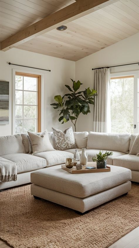 Explore diverse couches living room ideas with these stunning couches! 🛋️ From sleek modern designs to cozy classics, find the perfect couch to match your style. Whether you prefer vibrant colors, luxurious fabrics, or versatile sectionals, these options can transform any space into a comfortable, inviting haven. 🏠✨ Elevate your decor with brown couch living room ideas that blend comfort and elegance. 🛋️🖼️ Living Room With Couch With Chaise, Rug Under L Shaped Couch, Neutral Color Living Room Decor, Oatmeal Sectional Living Rooms, Boring Living Room Makeover, Living Room With Light Brown Couch, Sectional And Chair Layout, Townhome Living Room Decor, Living Room Update On A Budget