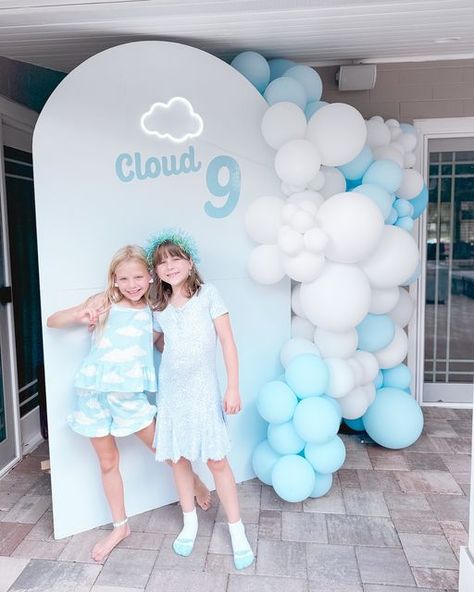 The Party Girls Orlando on Instagram: "On ☁️ C L O U D  N I N E ☁️  for Lana’s 9th birthday! Bunnies, goats, and a baby pig joined these lucky kiddos for yoga and playtime.So many personalized favors and a gorgeous dessert spread at this adorable birthday bash!  Planning & Decor by The Party Girls Orlando 🎉👯‍♀️ Incredible petting zoo provided by @bellaslittlefarm  Cookies by @jrhocookieco and cake by @yumbakingco  #orlandokids #orlandoparties #orlandopartyplanner #kidspartyplanner #millenialmoms #custompartyplanning  #partyrentalsorlando  #goatyoga #pettingzooorlando #thepartygirlsorlando #orlandokidspartyplanner #kidspartyideas #partyinspo #orlandokidsparty #kidspartyactivity" Nine Year Old Birthday Themes, Cloud 9 Birthday Backdrop, Cloud 9 Birthday Party Decorations, Birthday Theme For 9 Year Girl, 9th Birthday Theme Girl, 9 Yrs Old Girl Birthday Party Ideas, 9th Birthday Party Ideas For A Girl, Girls 9th Birthday Party Themes, 9 Birthday Party Ideas Girl