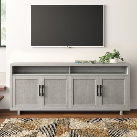 Tv Stand Ideas For Living Room Modern Interior Design, Tv Ideas For Living Room, Boho Tv Console, Tv Cabinet Redo, Under Tv Storage, Tv Media Console, Tv Console Modern, Media Shelf, Tv Console Table