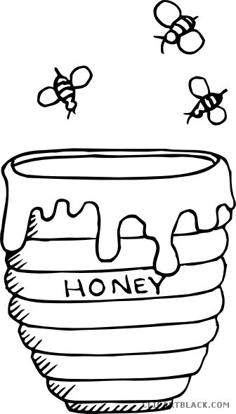 Honey Bee Animal Free Black White Clipart Images Clipartblack - Honey Pot Coloring Page (336x590) Bee Outline, Drawing Food, Winnie The Pooh Honey, Theme Preschool, Bee Coloring Pages, Bee Drawing, Bee Clipart, Bee Free, Chalkboard Ideas