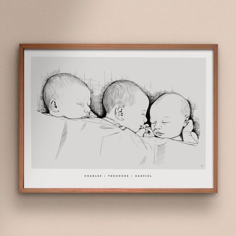 Birth posters & portraits on Instagram: “The best things come in threes 💛🧡❤️ Congratulations to your sweet triplets @filippaophelia • • • #personalizedgifts #presenttips…” Birth Poster, Birth Rate, Congratulations To You, Line Art, Personalized Gifts, Good Things, Frame, On Instagram, Instagram