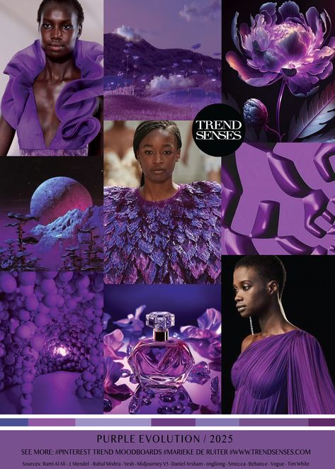 PURPLE EVOLUTION // 2025 – Trendsenses Pantone Color Of The Year 2025, Trend Senses, Purple Mood Board, 2025 Pantone, Tim White, Vogue Fashion Trends, Pantone 2024, Trend 2025, Pantone Trends