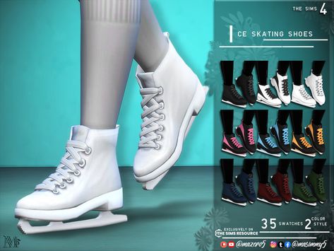 Sims 4 Figure Skating Cc, Sims 4 Ice Skating Cc, Ice Skating Shoes, Skating Shoes, Hockey Helmet, Ice Skating Outfit, Ankle Cowboy Boots, Sims 4 Teen, Skating Outfits