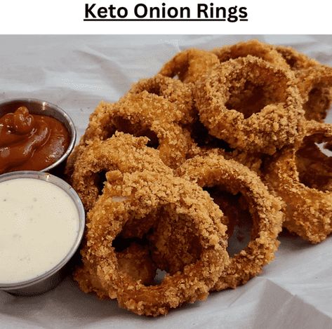 Keto Onion Rings - EASY KETO RECIPES Cheese Onion Rings, Keto Onion Rings, Keto Vegetables, Onion Rings Recipe, Keto Sides, Plant Based Soups, Keto Side, Gluten Free Sides, Low Carb Veggies