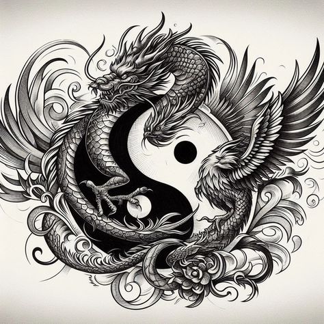 I will create a premium custom tattoo design Dragon Eating Itself Tattoo, Tattoo Ideas For Men Animals, Fish Yin And Yang Tattoo, Dragon Yin Yang Tattoo, Tattoo Dragon, Chinese Dragon Tattoos, Anime Body, Yin Yang Tattoos, Design Advertisement