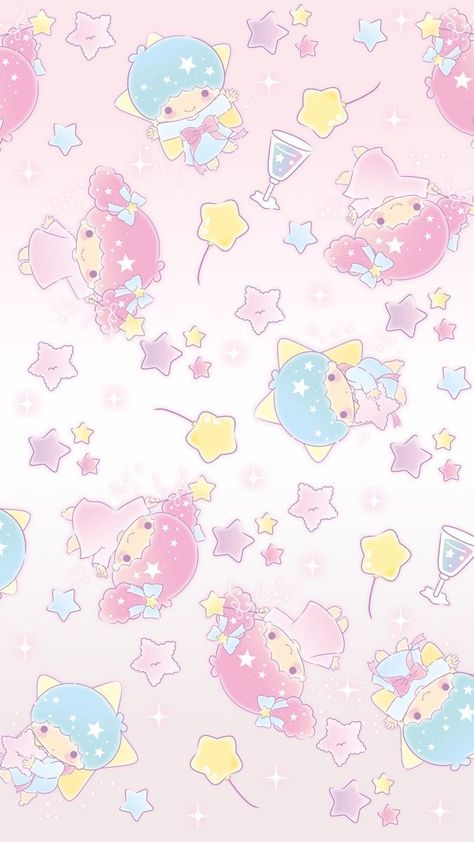 Little Star Twins Wallpaper, Twin Stars Wallpaper, Little Twin Stars Wallpaper, Cat Frame, Iphone Wallpaper Kawaii, Cute Headers, Wallpaper Doodle, Star Background, Sanrio Wallpaper