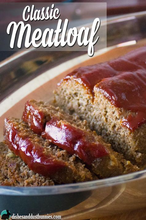 Classic Meatloaf Recipe from dishesanddustbunnies.com Easy Meatloaf Recipe Without Milk, The Best Meatloaf, Meatloaf Recipes Pioneer Woman, Classic Meatloaf Recipe, Classic Meatloaf, Good Meatloaf Recipe, Best Meatloaf, Easy Meatloaf, Loaf Recipes