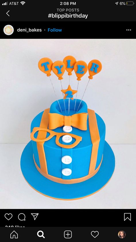 Blippi Decorations, Blippi Party, 3 Birthday, 2nd Birthday Party Themes, Brownie Cake, 2nd Birthday Parties, Baby Cake, Cake Art, 5th Birthday