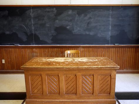 Old teacher's desk. Old fashioned wooden desk at the front of a classroom , #spon, #fashioned, #desk, #teacher, #classroom, #front #ad Teachers Desk, Teacher Table, Teacher's Desk, Antique Steamer Trunk, Student Chair, Classroom Desk, Desk And Chair, School Desk, School Desks