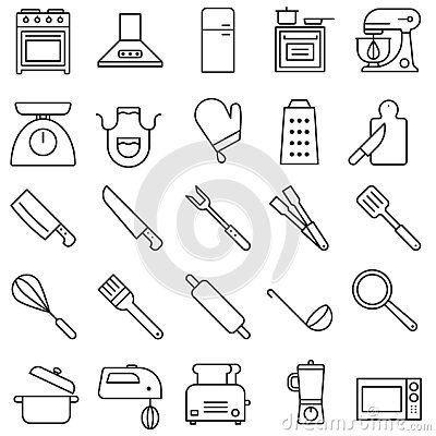 Baking Doodles, Chef Aesthetic, Cooking Illustration, Kitchen Tools And Equipment, Kitchen Icon, School Book Covers, Symbol Drawing, Air Gear, Bakery Design