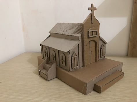 DIY Catholic church out of old cartons | Hướng Dẫn Làm Mô Hình Nhà Thờ Đẹp Bằng Bìa Catton Cardboard Terrain, Art Projects For Students, Architecture Tutorial, Home Altar Catholic, Church Building Design, Interior Design Sketchbook, Construction Repair, Cardboard Diy, Christmas Church