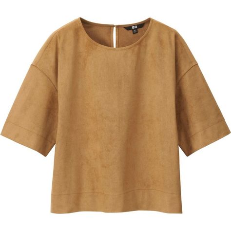 WOMEN Faux Suede Short Sleeve Blouse ($16) ❤ liked on Polyvore featuring tops, blouses, short sleeve tops, loose fit tops, short sleeve blouse, brown blouse and loose blouse Blouses Short Sleeve, Drop Shoulder Top, Loose Fit Blouse, Brown Blouse, Suede Tops, Brown Top, Loose Fitting Tops, Loose Blouse, Cut Loose