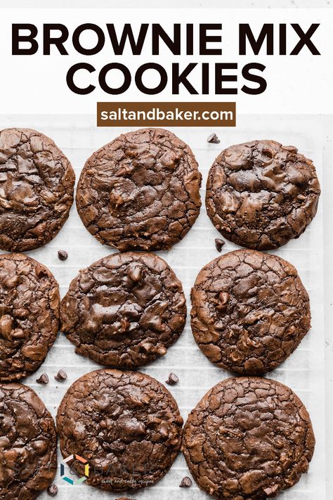 Brownie Box Mix Cookie Recipes, Cookies With Brownie Mix Easy, Boxed Brownie Cookies Recipes, Chocolate Cookies From Brownie Mix Recipes, Cake Mix Brownie Cookies, Brownie Box Mix Cookies, Cookie Brownie Recipe Boxes, Brownie Crinkle Cookies From Mix Boxes, Cookies Out Of Brownie Mix How To Make