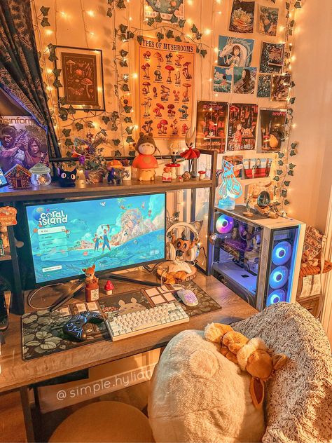 Nerd Bedroom, Dream Art Room, Gamer Bedroom, Nerd Room, Otaku Room, Gamer Room Decor, Video Game Room Design, Condo Decorating, Dorm Room Inspiration