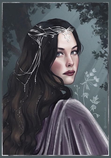 Arwen Undomiel by mistillteinn Arwen Lotr, Character Form, Arwen Undomiel, Aragorn And Arwen, Full Drawing, John Howe, Hobbit Art, Tolkien Elves, Bd Art