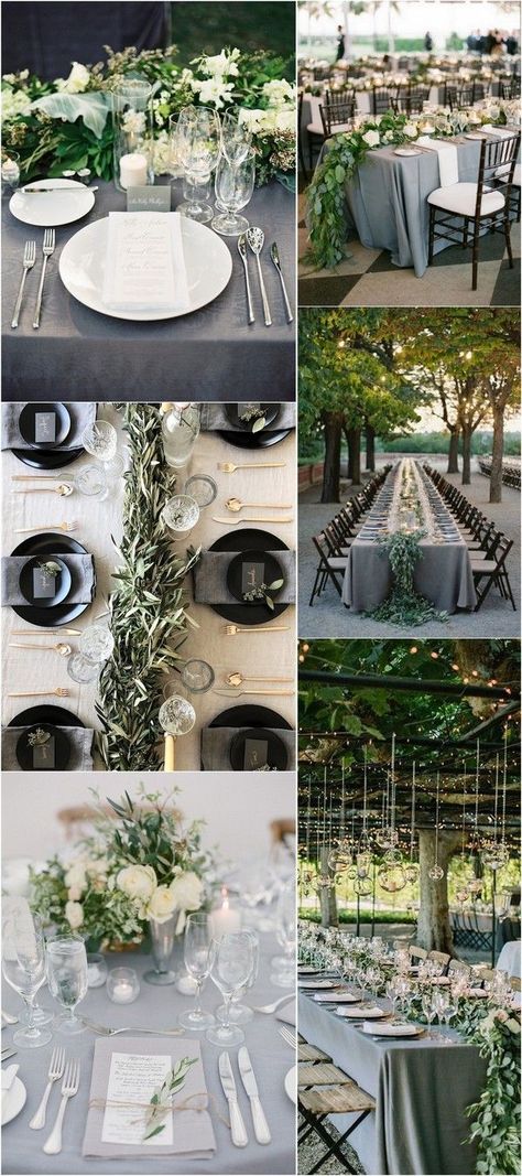 Green And Grey Wedding, Grey Wedding Ideas, Grey Wedding Decor, Grey Wedding Theme, Gray Wedding Colors, Tropical Wedding Flowers, Green Themed Wedding, Wedding Color Ideas, Yosemite Wedding