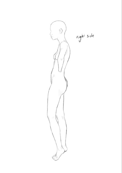 Female Body Reference, Body References, Fashion Design Template, Female Body, Body Reference, Side View, Right Side, Design Template, Fashion Design