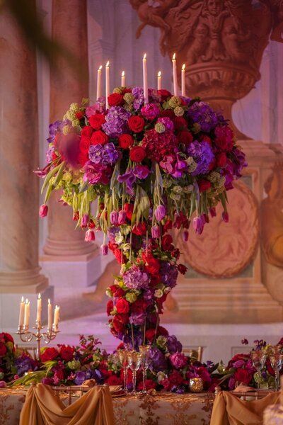 Grand Centerpieces, Karen Tran, Jewel Tone Wedding, Bride Magazine, Wedding Tablescapes, Floral Display, Italy Wedding, Arte Floral, Floral Centerpieces