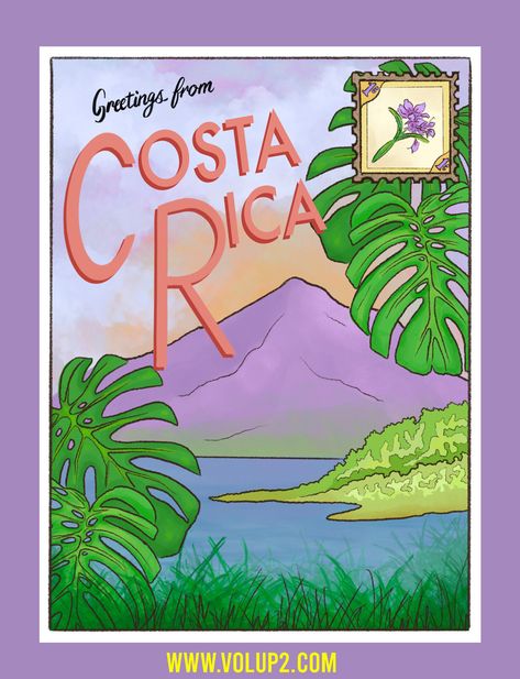 NEW ORIGINAL PLAYLIST UP! https://www.volup2.com/volup2s.../2021/5/2/costa-rica COSTA RICA by Caden McMahan Illustration Emma Whiteside Costa Rica Culture Art, Costa Rica Watercolor, Costa Rica Map Illustration, Costa Rica Postcard, Costa Rica Art, Costa Rican Food, Costa Rican, Mac Wallpaper, Retro Illustration