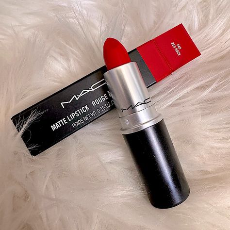 Brand New In Box. Never Used Or Swatched. Mac Red Rock Is A Slightly Cool-Toned, Light-Medium Red With A Matte Finish. Matt Red Lipstick, Blue Based Red Lipstick, Blue Red Lipstick, 1970s Makeup, Red Lipstick Shades, Eye Makeup Images, Metallic Lipstick, Mac Matte Lipstick, Red Makeup