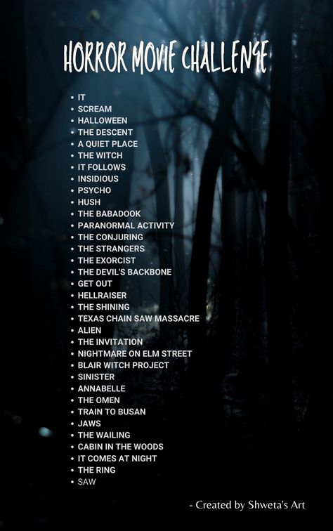 Horror Movie Challenge, Horror Challenge, Top Scary Movies, Halloween List, Horror Movies To Watch, Scary Movie List, Scary Movies To Watch, Movie Challenge, Horror Movies On Netflix