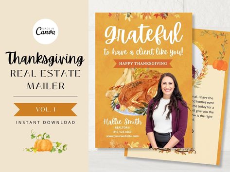 Thanksgiving Real Estate, Fall Postcard, Fall Templates, Real Estate Marketing Plan, Thanksgiving Wishes, Thanksgiving Harvest, Client Appreciation, Express Gratitude, Real Estate Branding