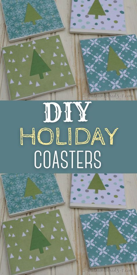 Christmas Diy Coasters, Diy Christmas Coasters Tile, Holiday Coasters Diy, Diy Christmas Drinks, Painting Coasters Ideas, Christmas Coasters Diy, Diy Christmas Coasters, Photo Tile Coasters, Wood Coasters Diy