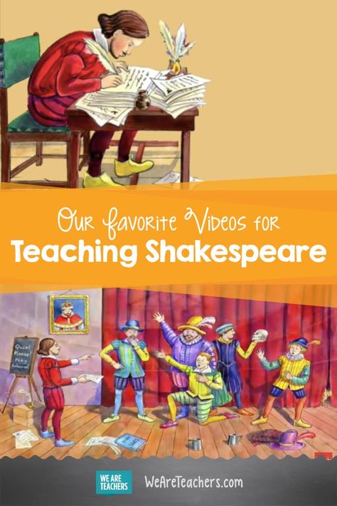 Our Favorite Videos for Teaching Shakespeare. Our favorite Shakespeare videos for the classroom. Check out this list of resources about his plays, poems, life, and more. #youtubevideos #middleschool #highschool Highschool Activities, Shakespeare Facts, Teaching Hamlet, Shakespeare Birthday, Drama Education, Teaching Shakespeare, Theatre Education, English Lesson Plans, Teaching Secondary