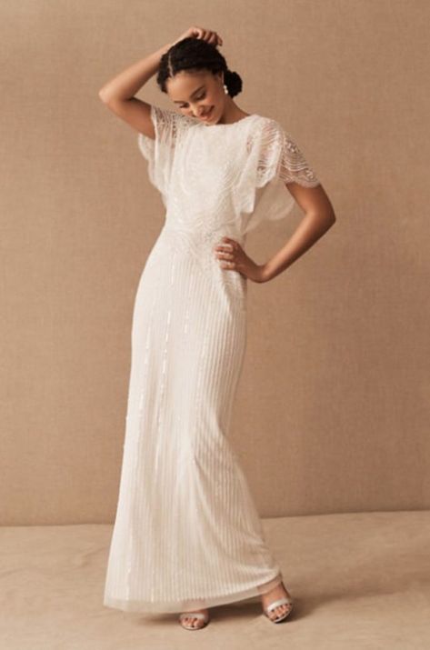 Just because you are an older bride doesn’t mean you have to skimp on your wedding dress style. Many wedding dresses are designed with the older woman in mind without compromising on trends. Bhldn Wedding, Short Sleeve Wedding Dress, Anthropologie Wedding, Brides Wedding Dress, Wedding Dress Sleeves, Modest Wedding Dresses, Casual Wedding, Wedding Dresses Romantic, Little White Dresses