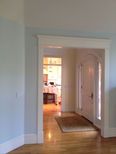 Entry trim Doorway Trim Ideas, Doorway Trim, Cased Opening, Trim Ideas, Wall Paneling Diy, House Arch Design, Room Remodel, Living Room Remodel, Exterior Trim