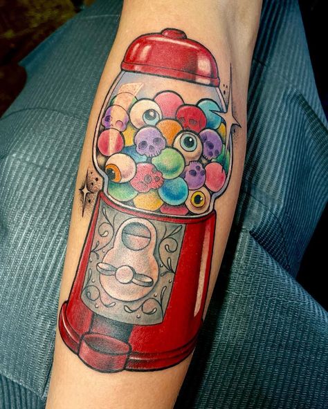 Bubble Gum Machine Tattoo, Nerds Candy Tattoo, Get What You Get Tattoo Gumball Machine, Claw Machine Tattoo, Halloween Candy Tattoo, Gumball Machine Tattoo, Gumball Machine Drawing, Gumball Machine Art, Drawing Monsters