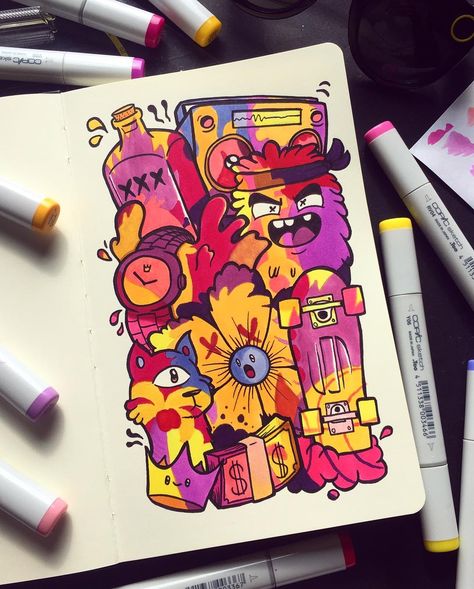 Vince Okerman (@vexx) • Instagram photos and videos Vexx Art Doodles, Doodles Easy, Doddle Art, Sketches Doodles, Arte Doodle, Doodle Characters, Art Doodles, Art Sketches Doodles, Graffiti Doodles