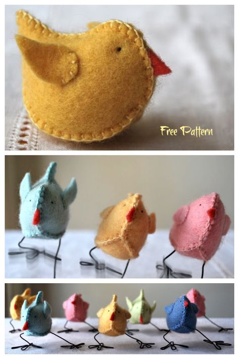 DIY Easter Felt Chicks Free Sew Patterns & Paid Felt Patterns Free, Felt Easter Crafts, Easter Chick Craft, Easter Felt, Easter Embroidery Patterns, Sew Patterns, Chicken Crafts, Wool Felt Projects, Felt Crafts Diy