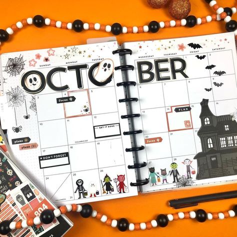 Happy Planner Monthly, October Planner Ideas, November Planner Ideas, Planner Decorating Ideas, Happy Planner Ideas Inspiration, Monthly Planner Ideas, Happy Planner Monthly Layout Ideas, Planner Ideas, Happy Planner Monthly Layout