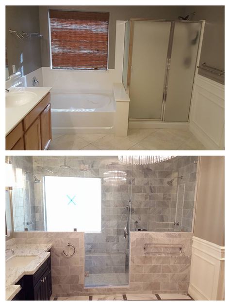 Adding A Bathtub To A Bathroom, Bathtub To Shower Remodel Before And After, Bathtub Removal Remodel, 90 Bathroom Makeover, Shower Expansion Before And After, Renovated Bathrooms Before After, Master Shower Remodel Before And After, Taking Out Bathtub Master Bath, Master Bath Remodel Without Tub