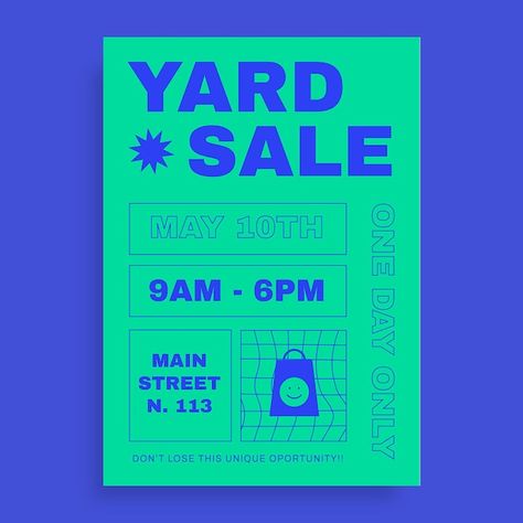 Canva Flyer Templates, Duotone Graphic Design, Sample Sale Poster, Market Flyer Design, Pop Up Flyer, Yard Sale Flyer, Festival Brochure, Garage Sale Flyer, Sale Flyer Design