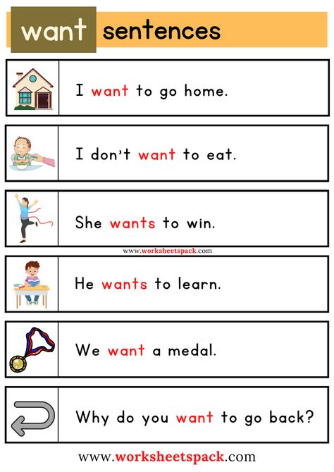 Want Sight Word Worksheet Printable. Sentences Kindergarten, Reading Fluency Activities, Sentences Worksheet, Learning Centers Preschool, Making Sentences, Teach English To Kids, Cvc Words Kindergarten, Sight Word Sentences, Kindergarten Reading Activities