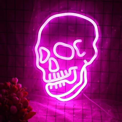 Wanxing Skeleton Skull Ghost Led Wall Night Lights Cool Neon Sign Decor for Room Bedroom Bar Christmas Halloween Birthday Party Supply(Pink) Man Cave Bedroom, Cool Neon Signs, Skull Ghost, Wall Hanging Lights, Halloween Birthday Party, Neon Wall Signs, Ghost Lights, Skeleton Skull, Light Up Signs