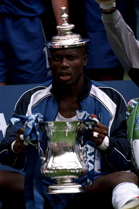 Chelsea's George Weah with the FA Cup during the victory celebrations, after the FA Cup Final of Chelsea vs Aston Villa played at the Wembley Stadium, London. Match result: Chelsea 1-0 Aston Villa. George Weah, Fa Cup Final, Wembley Stadium, Aston Villa, Fa Cup, Cup Final, Chelsea Fc, Victorious, Chelsea