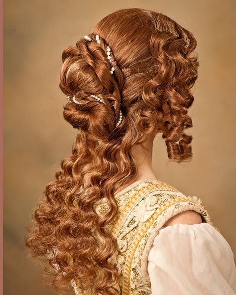 Renaissance Hairstyles. Photography; Tim Babiak. Model: Sabrina Lotfi. Male Model: Leslie Hethcox. Makeup and Wigs: Allison Lowery. 1500s Hairstyles, Aphra Behn, Historical Hairstyles, Istoria Modei, Medieval Hairstyles, Victorian Hairstyles, Fantasy Hair, Long Red, Hair Art