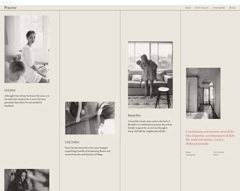 Practise Journal Website by Jessie James – Visual communications Journal Website, Ecommerce Web Design, Creative Website Design, Timeline Design, Homepage Design, Web Design Tips, Design Website, Website Design Layout, Minimal Web Design