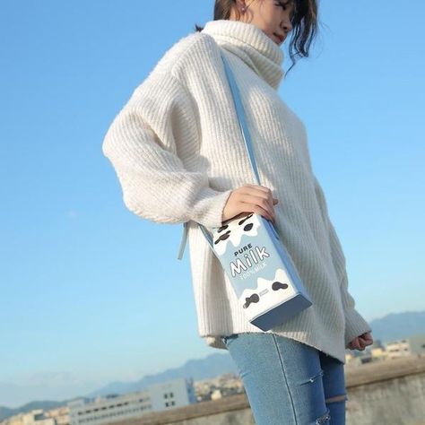 Flava - Milk Carton Handbag – Sugar & Cotton Milk Purse, Milk Carton Bag, Shortcake Aesthetic, Milk Fashion, Purse Outfit, Bagged Milk, Milk Box, Yellow Coffee, Kawaii Harajuku