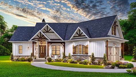 House Plan 81649 - Ranch Style with 1759 Sq Ft, 3 Bed, 2 Bath Housing Plans, Rustic Craftsman, Amazing Houses, Craftsman Style House, Construction Plan, Craftsman House Plan, Country House Plan, Interior Pictures, Modern Farmhouse Plans