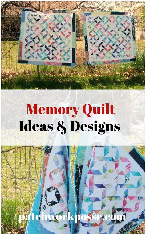 14 Best Memory Quilt Ideas to Make and Cherish 5 Memory Quilt Patterns Free, Memory Quilts From Clothes, Memory Quilt Ideas, Grandmas Quilt, Grandmother Quilt, Baby Clothes Quilt, Photo Quilts, Memory Quilts, Shirt Quilts